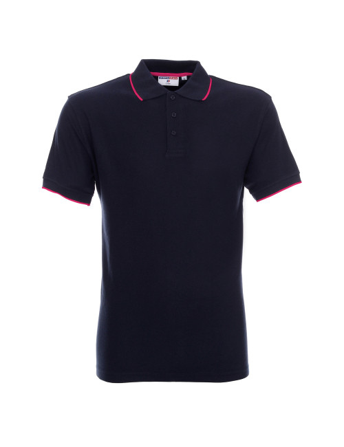 Promostars POLO Herren LINE MARINEBLAU/ROSA DTG-Druck, Siebdruck-Logo