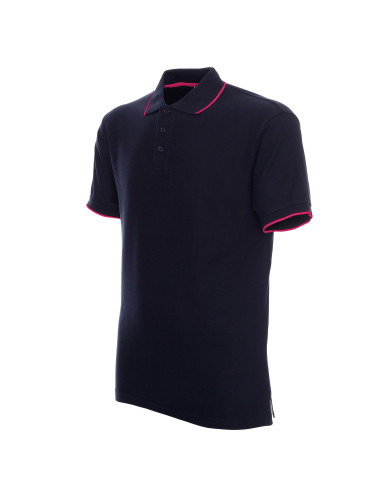Promostars POLO Herren LINE MARINEBLAU/ROSA DTG-Druck, Siebdruck-Logo