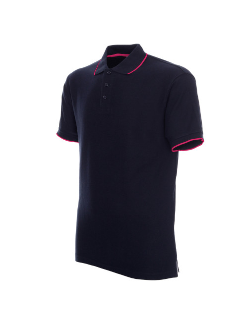 Promostars POLO Men`s LINE NAVY/PINK DTG print silkscreen logo