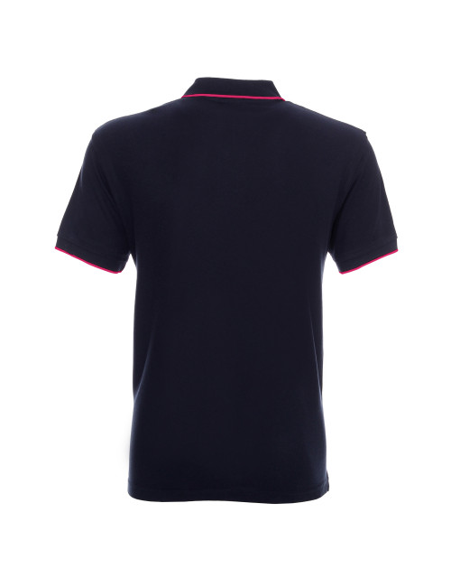 Promostars POLO Herren LINE MARINEBLAU/ROSA DTG-Druck, Siebdruck-Logo