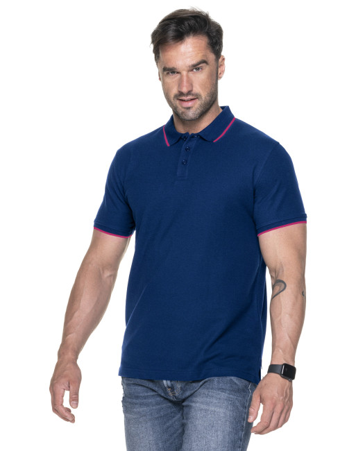 Promostars POLO Men`s LINE NAVY/PINK DTG print silkscreen logo