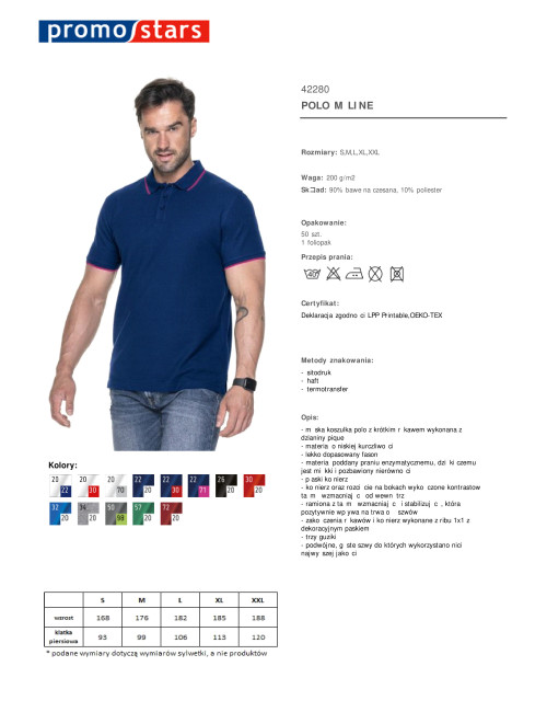 Promostars POLO Herren LINE MARINEBLAU/ROSA DTG-Druck, Siebdruck-Logo