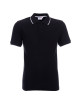 Promostars Men`s POLO LINE BLACK/WHITE embroidery screen printing logo DTG printing