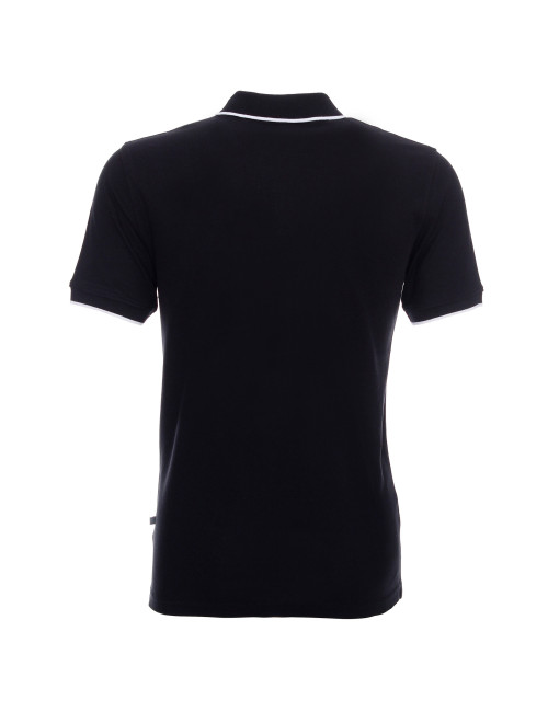 Promostars Men`s POLO LINE BLACK/WHITE embroidery screen printing logo DTG printing