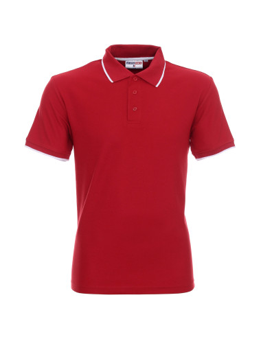 Promostars Men`s POLO LINE RED/WHITE embroidery print DTF silkscreen