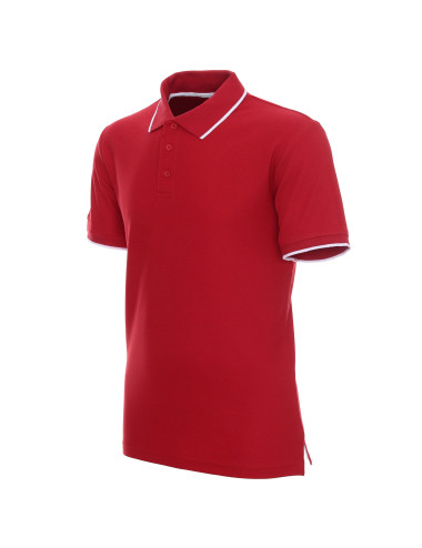 Promostars Men`s POLO LINE RED/WHITE embroidery print DTF silkscreen