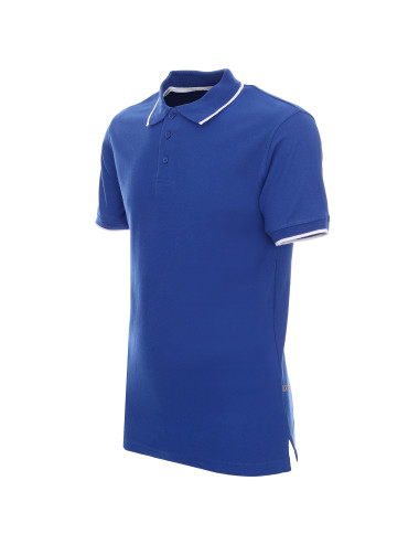 Promostars Men`s POLO LINE CORNFLOWER/WHITE DTG logo embroidery