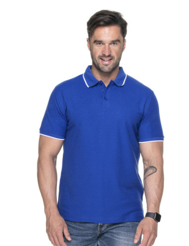 Poloshirt für Herren, Kornblumenblau/Weiß, Promostars