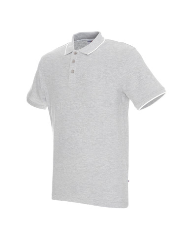 Promostars Men`s POLO LINE LIGHT GRAY MELANGE/WHITE embroidery silkscreen logo
