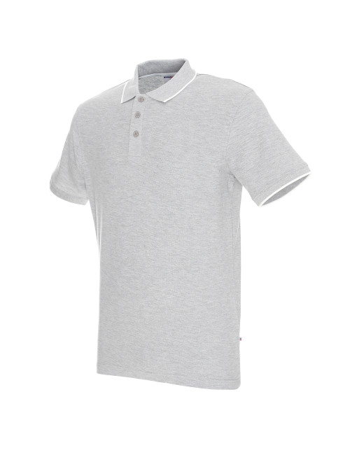 Promostars Men`s POLO LINE LIGHT GRAY MELANGE/WHITE embroidery silkscreen logo