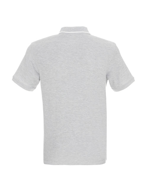 Promostars POLO Herren LINE LIGHT GREY MELANGE/WHITE Stickerei-Siebdruck-Logo