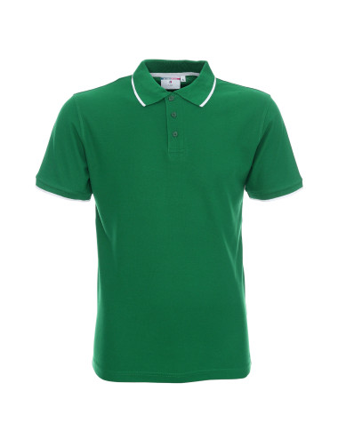 Promostars POLO Herren LINE GREEN/WHITE Stickerei-Logo-Druck Siebdruck