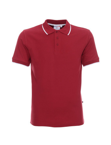 Promostars Men`s POLO LINE BURGUNDY/WHITE embroidery screen printing logo DTG printing