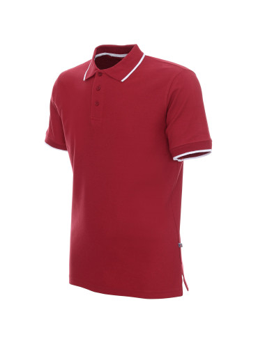Promostars POLO Herren LINE Burgund/WEISS Stickerei Siebdruck Logo DTG-Druck