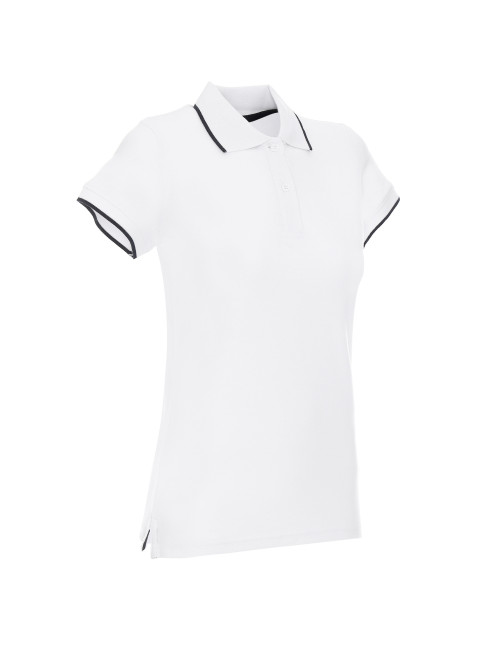Promostars POLO Women`s LADIES` LINE WHITE/NAVY silkscreen logo embroidery