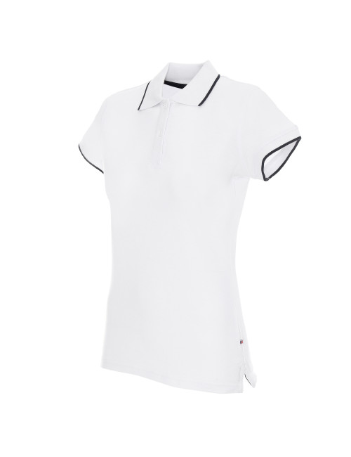 Promostars POLO Damen-DAMENLINIE WEISS/NAVYBLAU Siebdruck-Logo-Stickerei