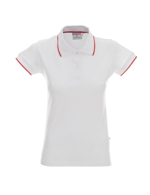 Women`s polo ladies` line white/red Promostars