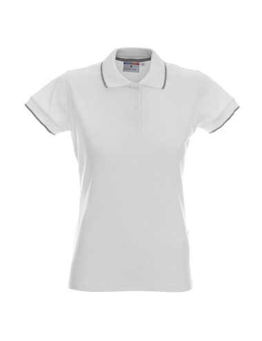 Promostars Women`s POLO LADIES` LINE WHITE/LIGHT GRAY silkscreen logo