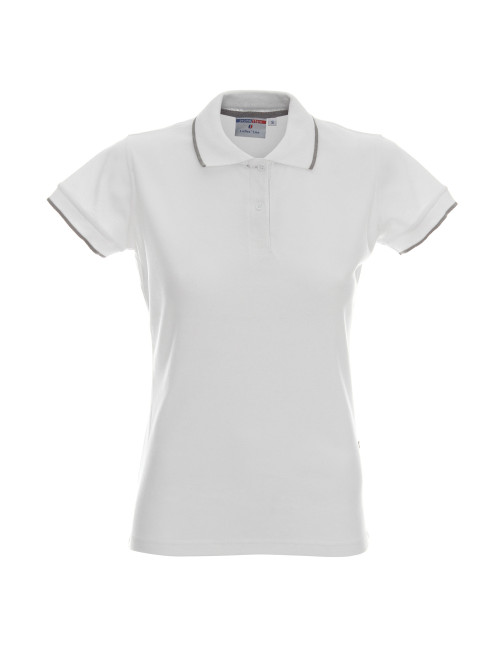 Promostars Women`s POLO LADIES` LINE WHITE/LIGHT GRAY silkscreen logo