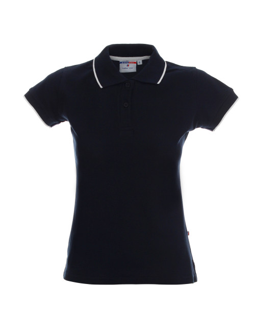 Promostars POLO DAMENLINIE MARINEBLAU/WEISS mit Logo-Stickerei für Damen