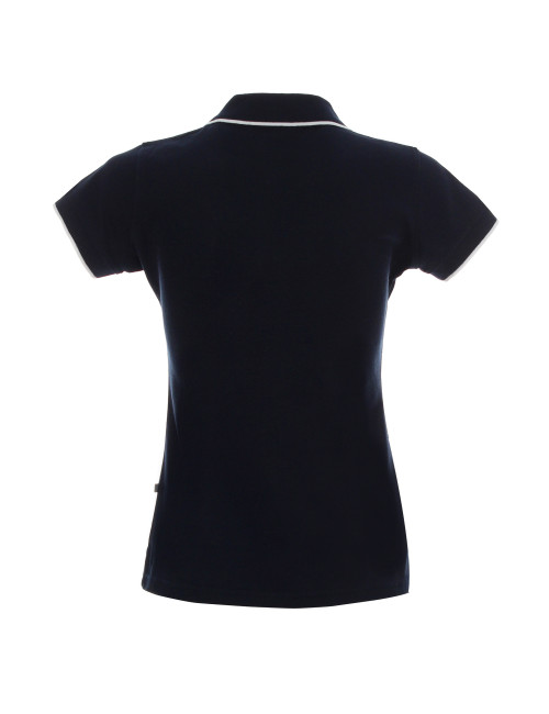 Promostars POLO DAMENLINIE MARINEBLAU/WEISS mit Logo-Stickerei für Damen