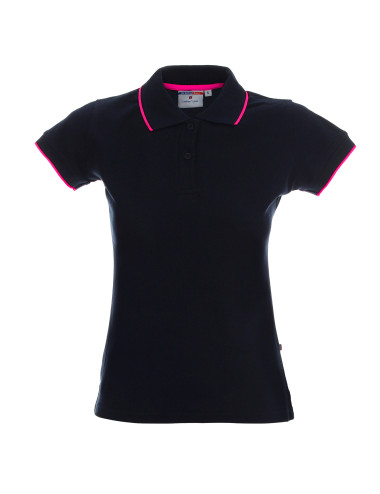 Promostars POLO DAMENLINIE MARINEBLAU/ROSA mit Logo-Stickerei für Damen