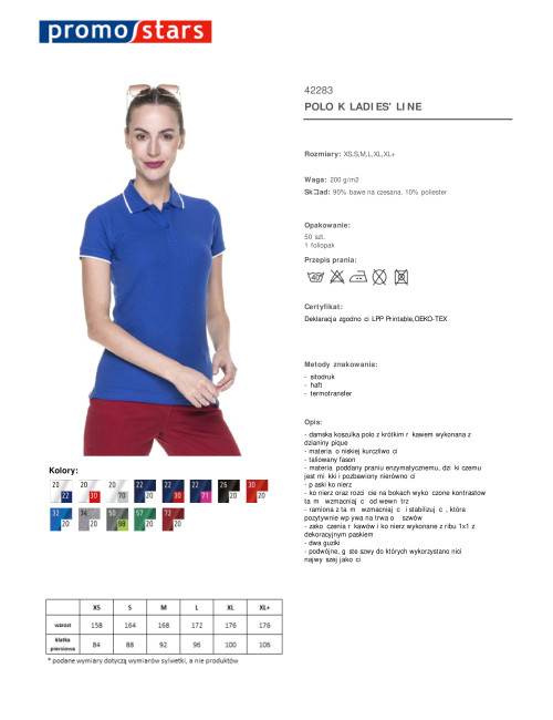 Promostars POLO Women`s LADIES` LINE CORNFLOWER/WHITE DTG logo print
