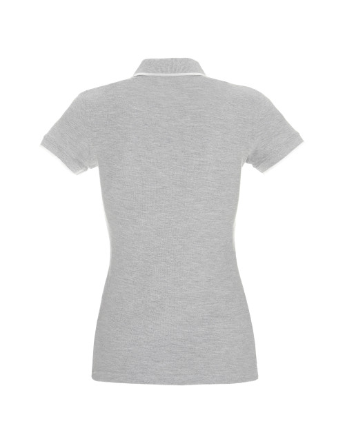 Promostars Women`s POLO LADIES` LINE LIGHT GRAY MELANGE/WHITE logo embroidery