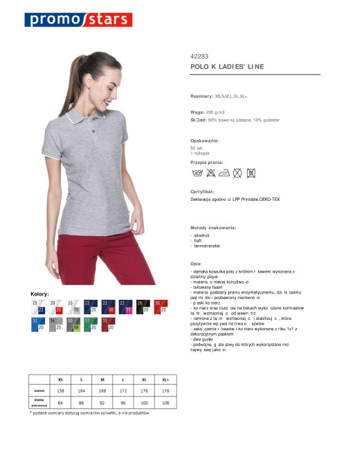 Promostars POLO DAMENLINIE HELLGRAU MELANGE/WEISS mit Logo-Stickerei für Damen