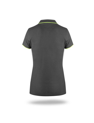 Promostars POLO Damska LADIES' LINE SZARY/FLUO ZIELONY nadruk haft