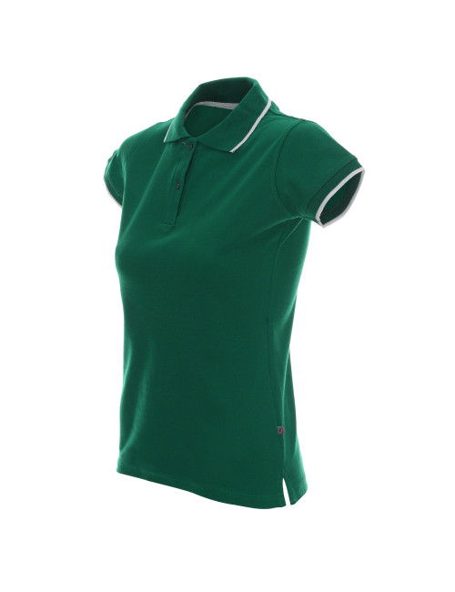 Promostars POLO Women`s LADIES` LINE GREEN/WHITE embroidery silkscreen logo