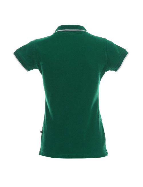 Promostars POLO Damen LADIES` LINE GRÜN/WEISS Stickerei-Siebdruck-Logo