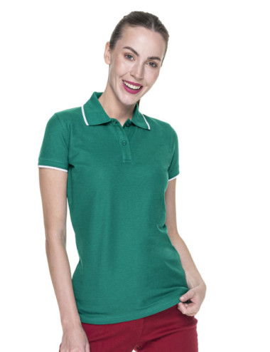 Damen-Poloshirt grün/weiß Promostars