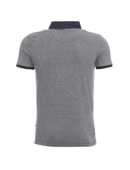 CRIMSON CUT POLO Men`s SHOT NAVY/WHITE DTF logo screenprint