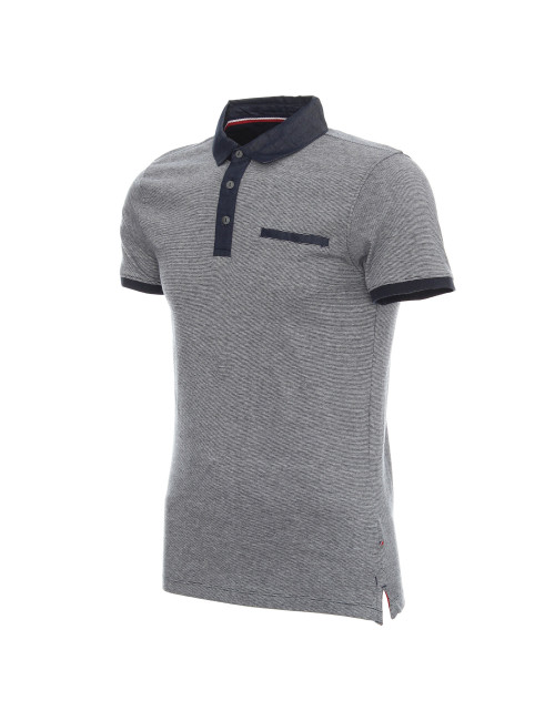 CRIMSON CUT POLO Men`s SHOT NAVY/WHITE DTF logo screenprint