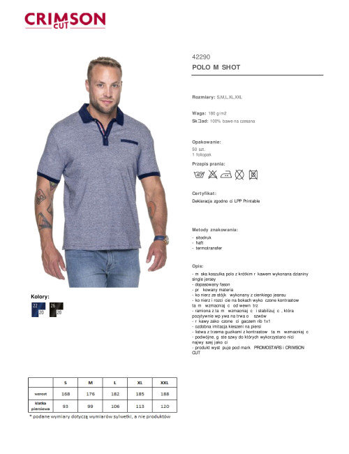 CRIMSON CUT POLO Men`s SHOT NAVY/WHITE DTF logo screenprint