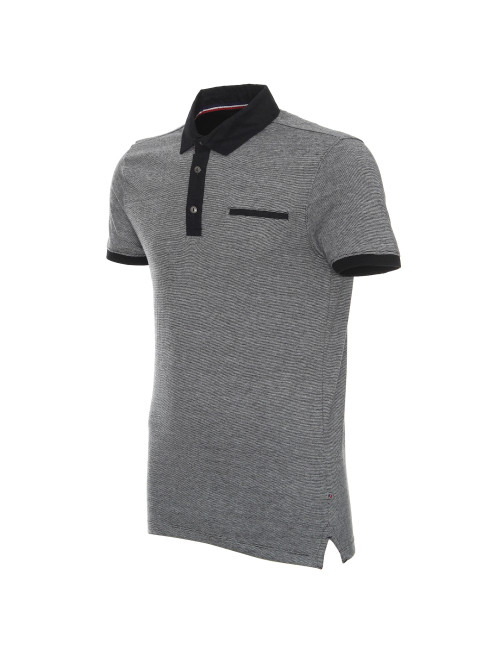 CRIMSON CUT POLO Men`s SHOT BLACK/WHITE embroidery DTG print silkscreen logo