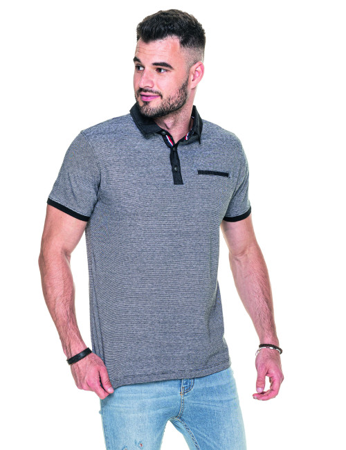 CRIMSON CUT POLO Men`s SHOT BLACK/WHITE embroidery DTG print silkscreen logo