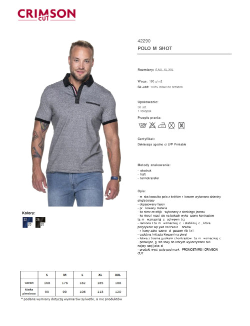 CRIMSON CUT POLO Herren SHOT BLACK/WHITE Stickerei DTG-Druck Siebdruck-Logo