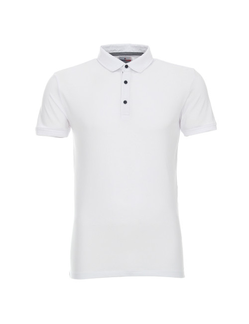 CRIMSON CUT POLO Herren MARS WEISS/NAVY BLAU Stickereidruck Siebdrucklogo