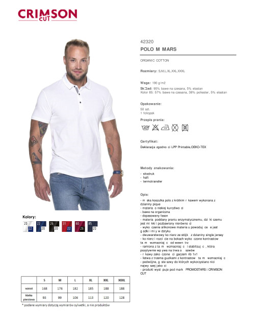 CRIMSON CUT POLO Men`s MARS WHITE/NAVY embroidery screen printing logo