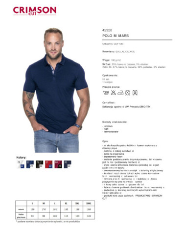 Herren-Mars-Poloshirt, marineblau/weißer Crimson Cut