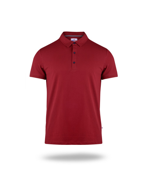 CRIMSON CUT POLO Herren MARS DUNKELROT/NAVYBLAU gestickter Logodruck