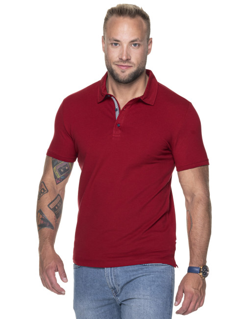 CRIMSON CUT POLO Herren MARS DUNKELROT/NAVYBLAU gestickter Logodruck
