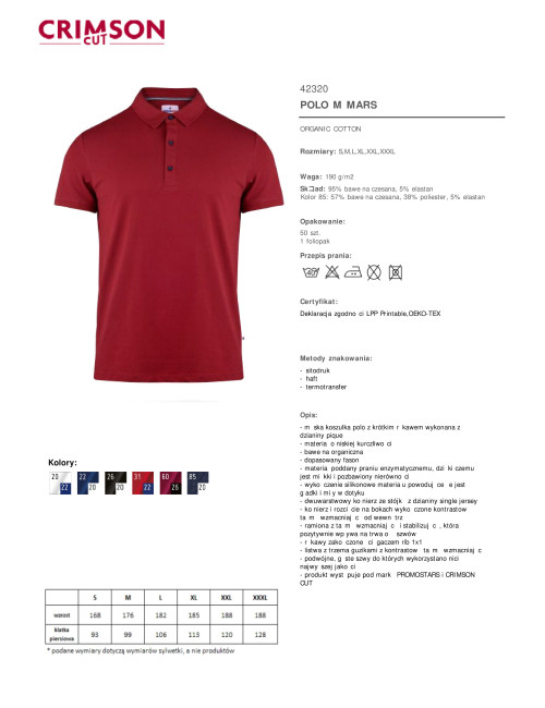 CRIMSON CUT POLO Men`s MARS DARK RED/NAVY embroidered logo print