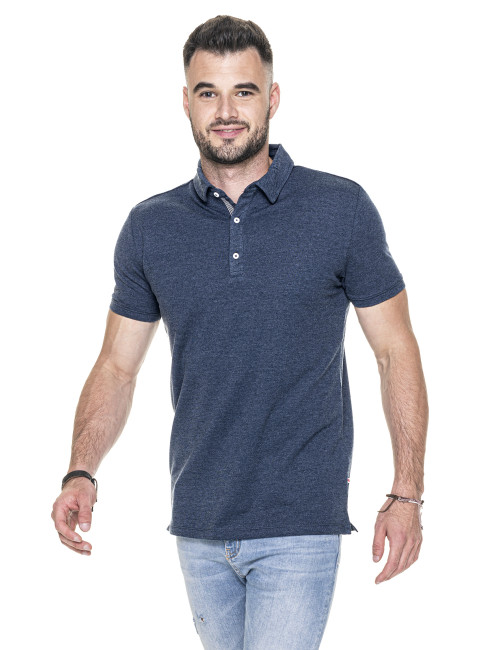 CRIMSON CUT POLO Men`s MARS NAVY MELANGE/WHITE embroidery DTG print