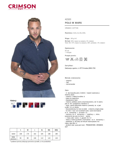 CRIMSON CUT POLO Herren MARS NAVY BLUE MELANGE/WHITE DTG-Stickerei
