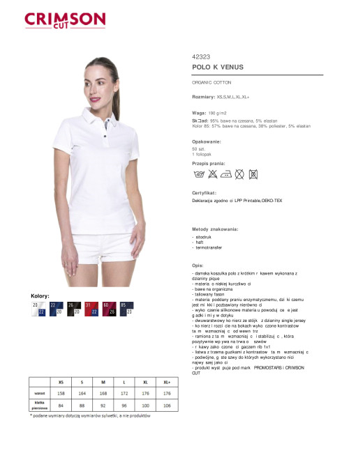 Promostars POLO Damen VENUS WEISS/NAVY BLAU Stickdruck, Siebdruck-Logo