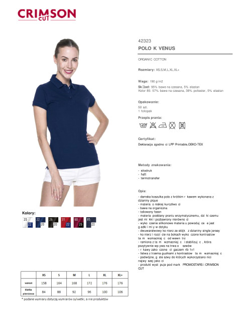 CRIMSON CUT POLO Damen VENUS MARINEBLAU/WEISS Aufdruck-Stickerei-Logo DTG DTF