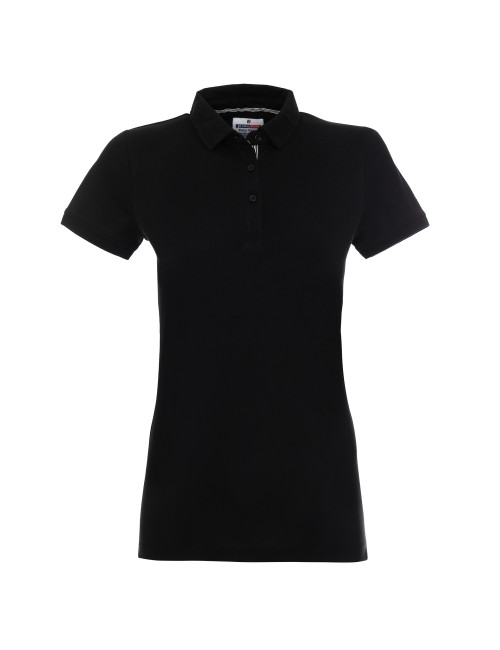 CRIMSON CUT POLO Damen VENUS SCHWARZ/WEISS DTG-Druck-Sticklogo